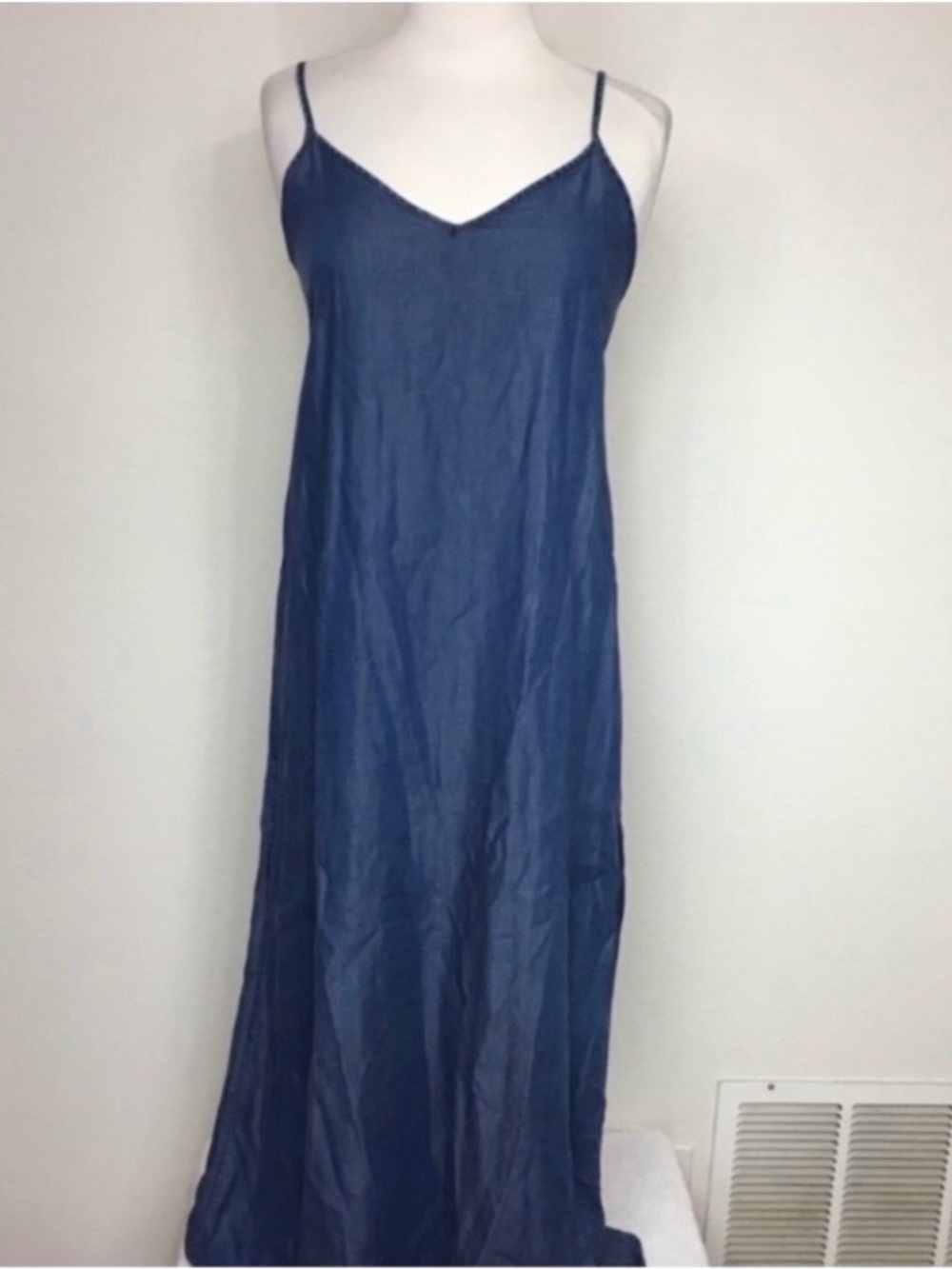 GAP 1969 Women's Blue Tencel Chambray Midi Dress Size XS Classic Coastal Boho